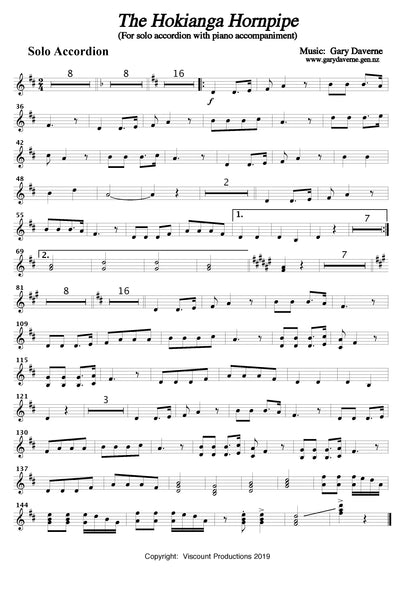 Hokianga Hornpipe (Duet - For solo accordion with piano accompaniment)