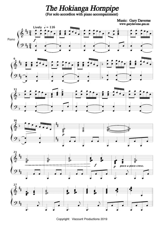 Hokianga Hornpipe (Duet - For solo accordion with piano accompaniment)