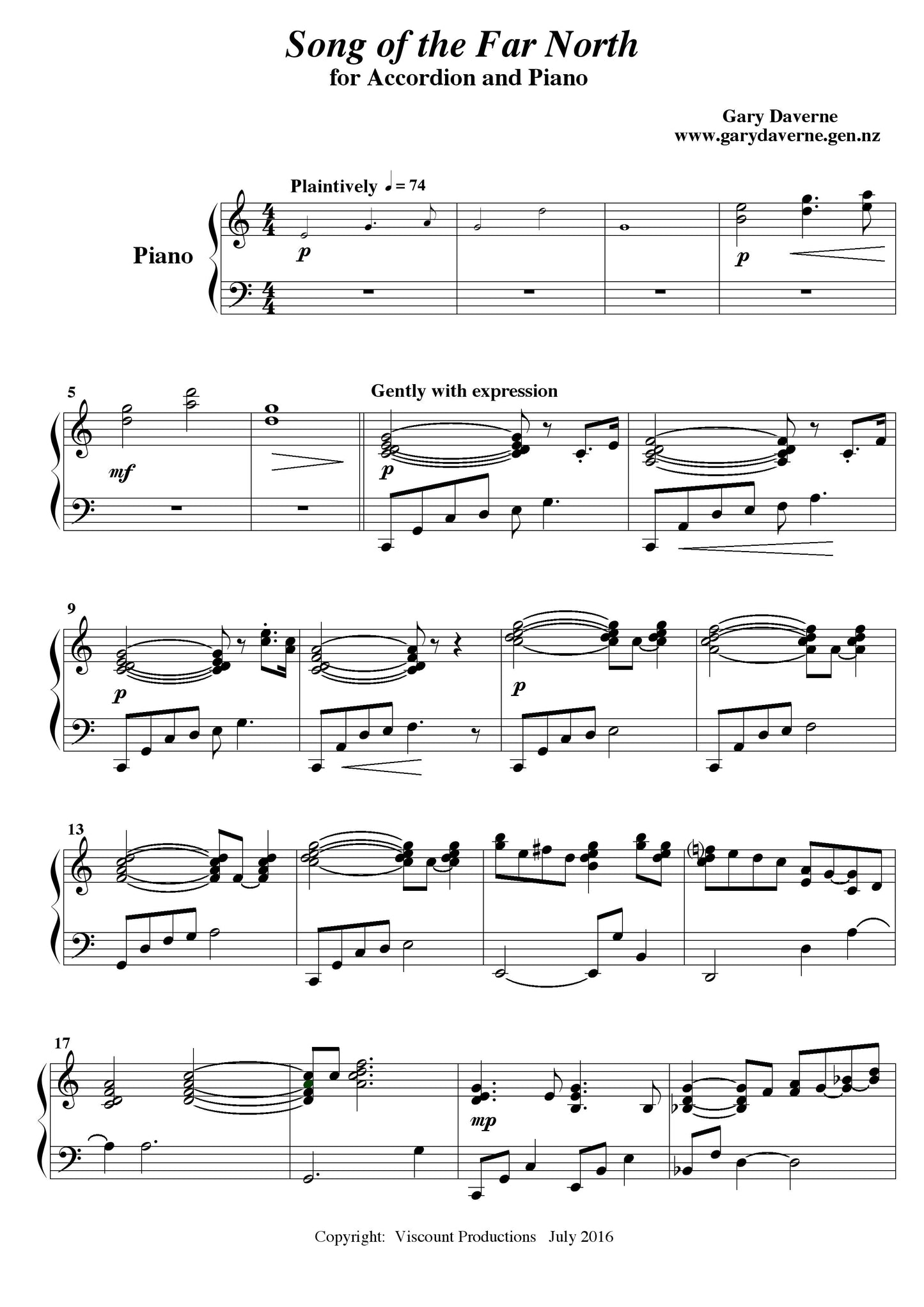 Song of the Far North (Duet for accordion and piano)