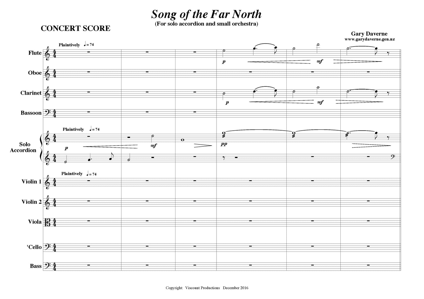 Song of the Far North for solo accordion and small orchestra