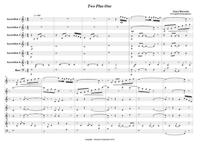 Two Plus One for two accordion soloists and accordion ensemble