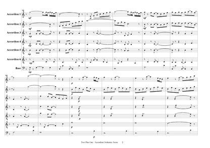 Two Plus One for two accordion soloists and accordion ensemble