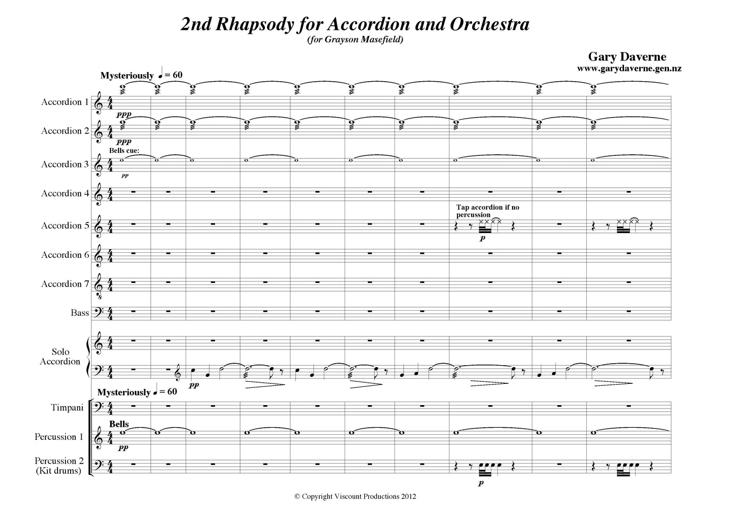 2nd Rhapsody for Solo Accordion and Symphony Orchestra - Score & All Parts
