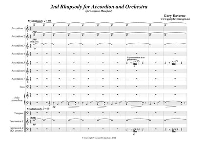 2nd Rhapsody for Solo Accordion and Symphony Orchestra - Score & All Parts