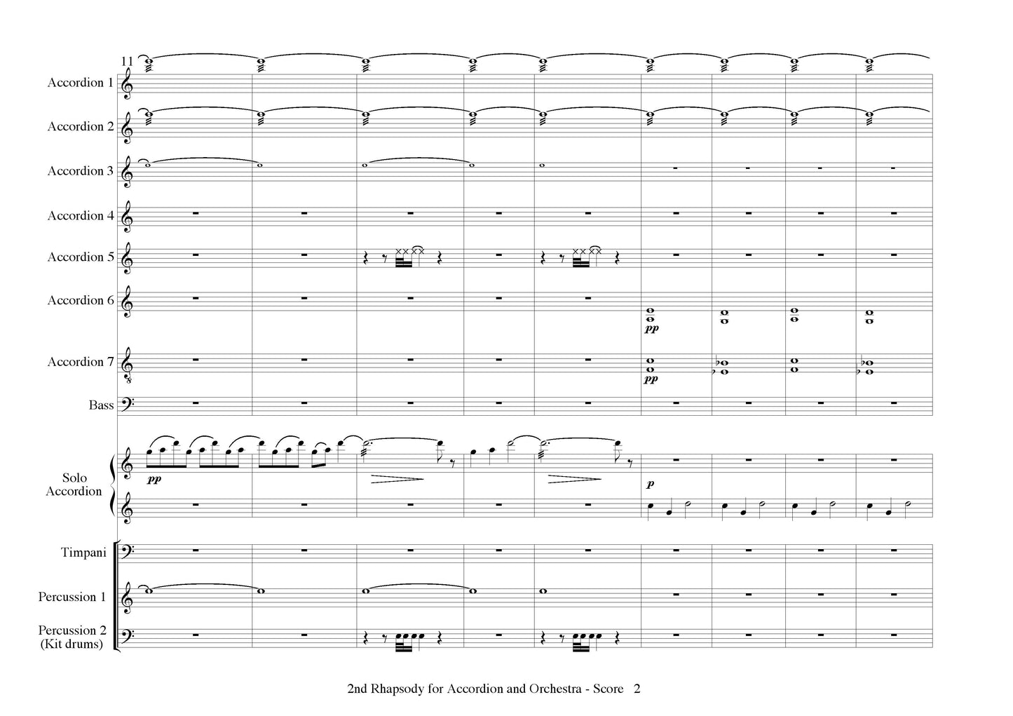 2nd Rhapsody for Solo Accordion and Symphony Orchestra - Score & All Parts