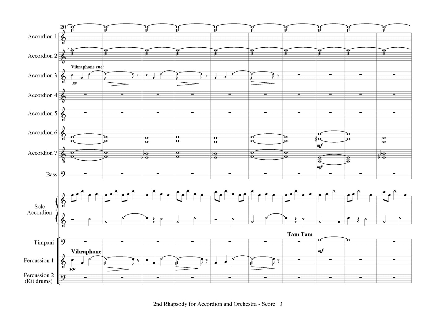 2nd Rhapsody for Solo Accordion and Symphony Orchestra - Score & All Parts