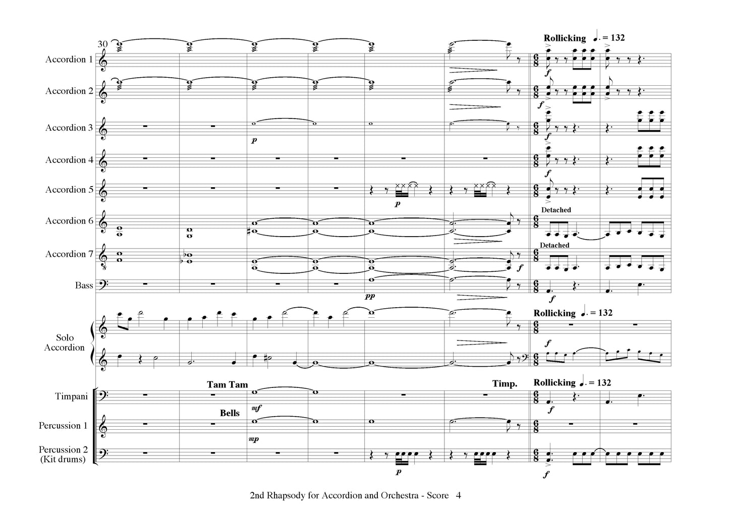 2nd Rhapsody for Solo Accordion and Symphony Orchestra - Score & All Parts