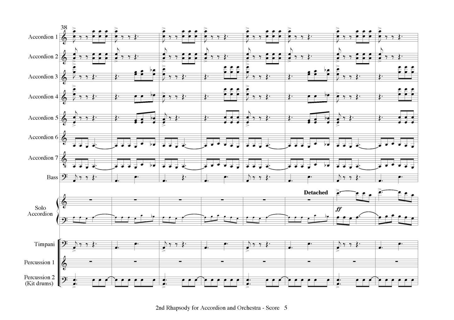 2nd Rhapsody for Solo Accordion and Symphony Orchestra - Score & All Parts