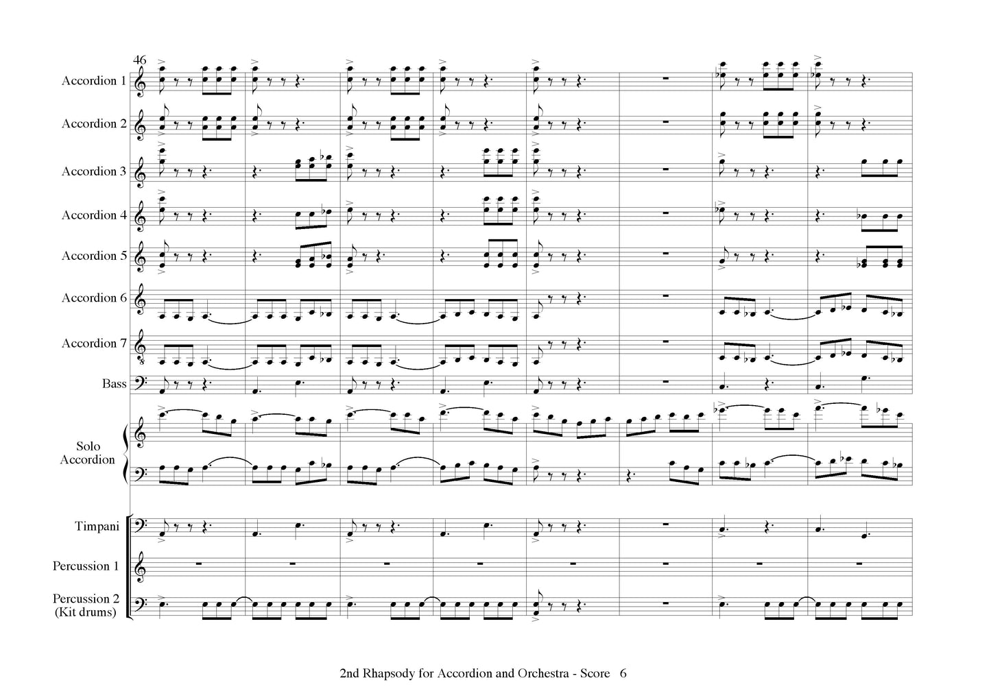 2nd Rhapsody for Solo Accordion and Symphony Orchestra - Score & All Parts