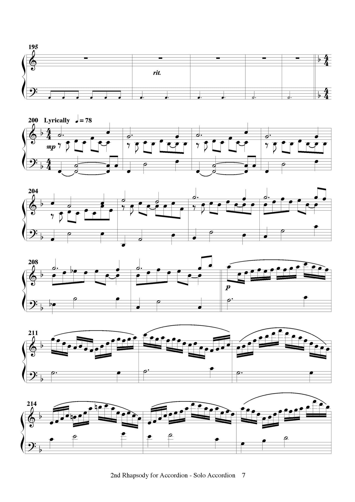 2nd Rhapsody for Solo Accordion and Symphony Orchestra - Score & All Parts