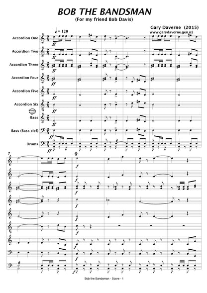 Bob The Bandsman for Accordion Ensemble, Score and all Parts