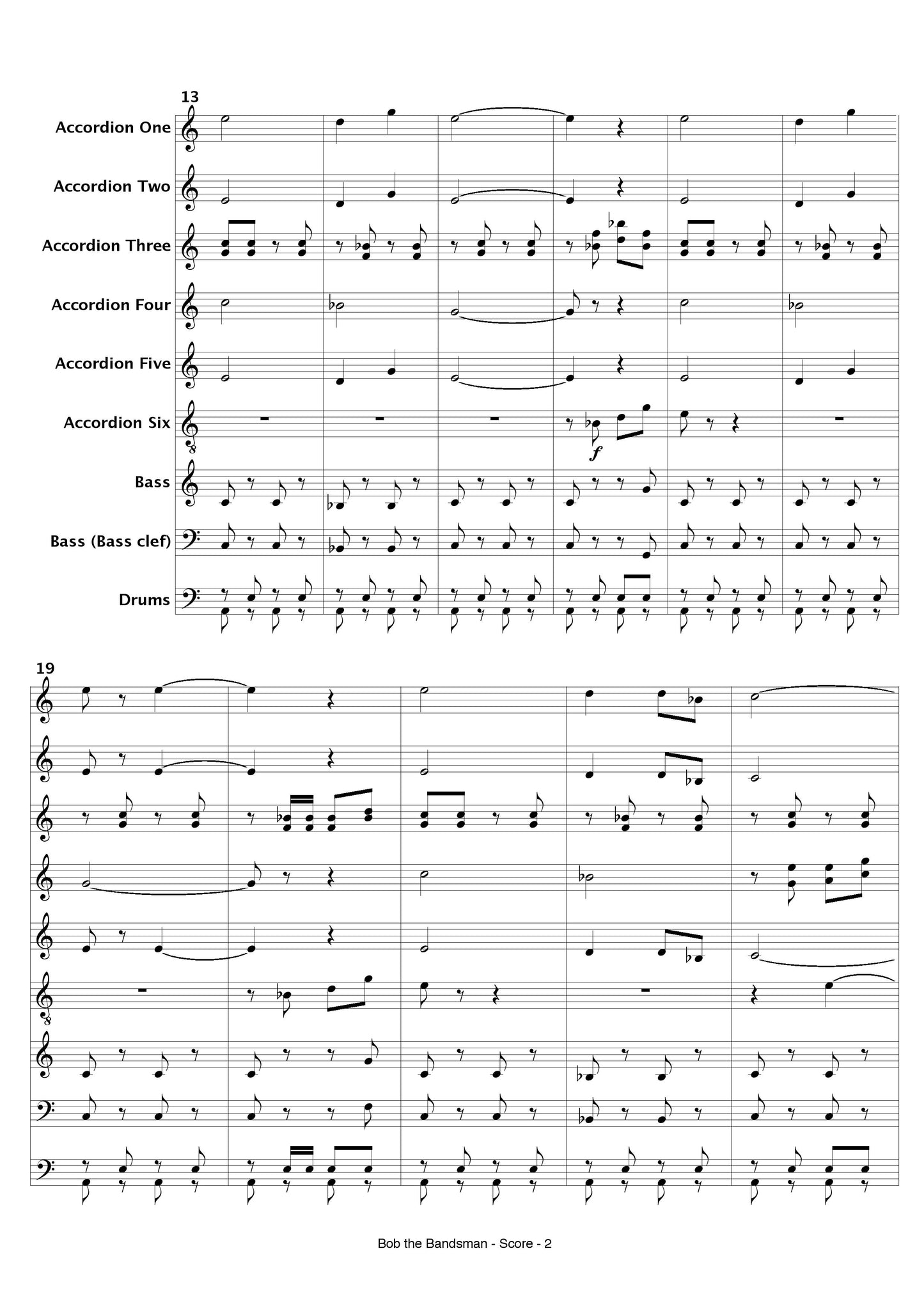 Bob The Bandsman for Accordion Ensemble, Score and all Parts