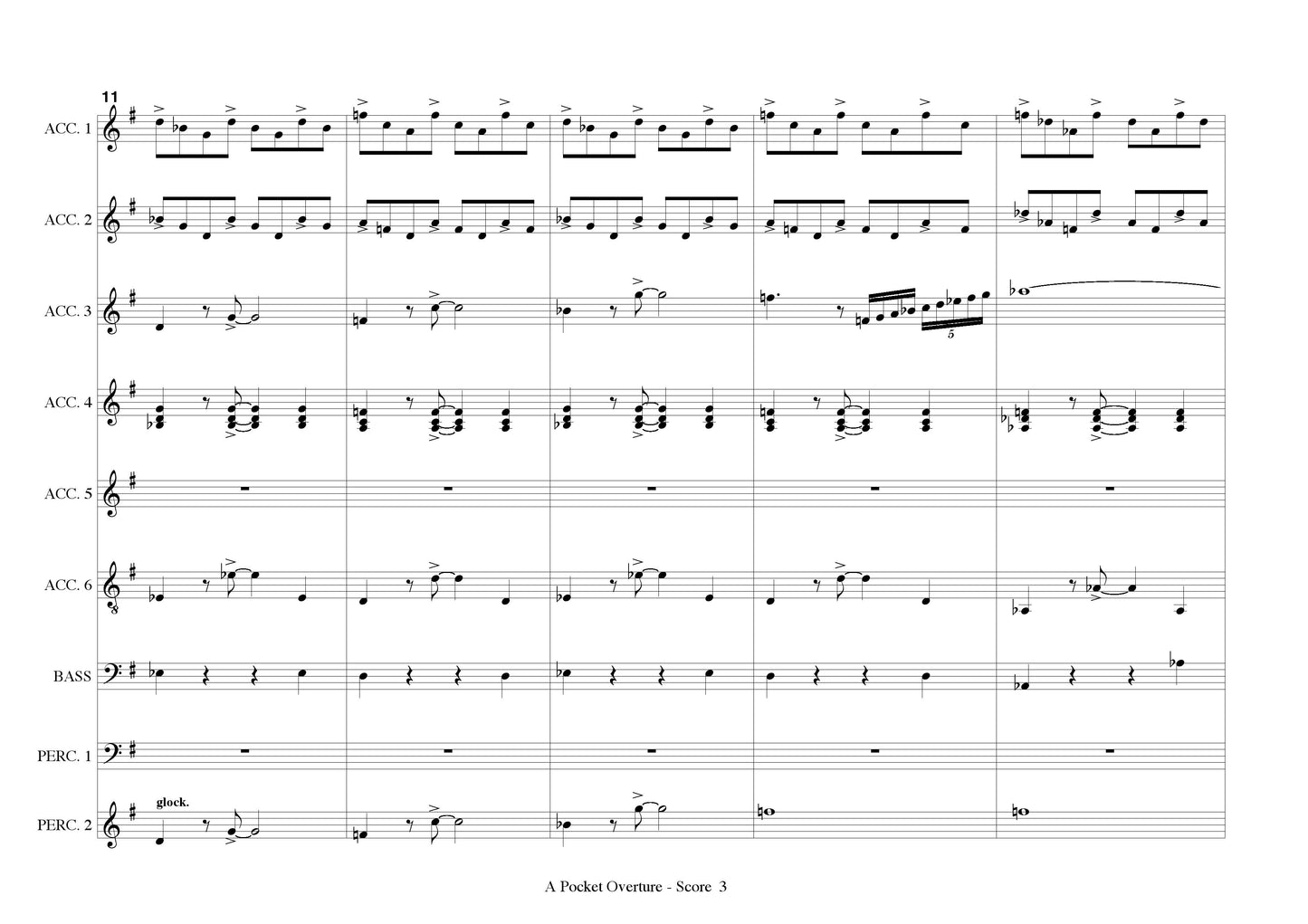 A Pocket Overture for Accordion Ensemble, Score and all Parts