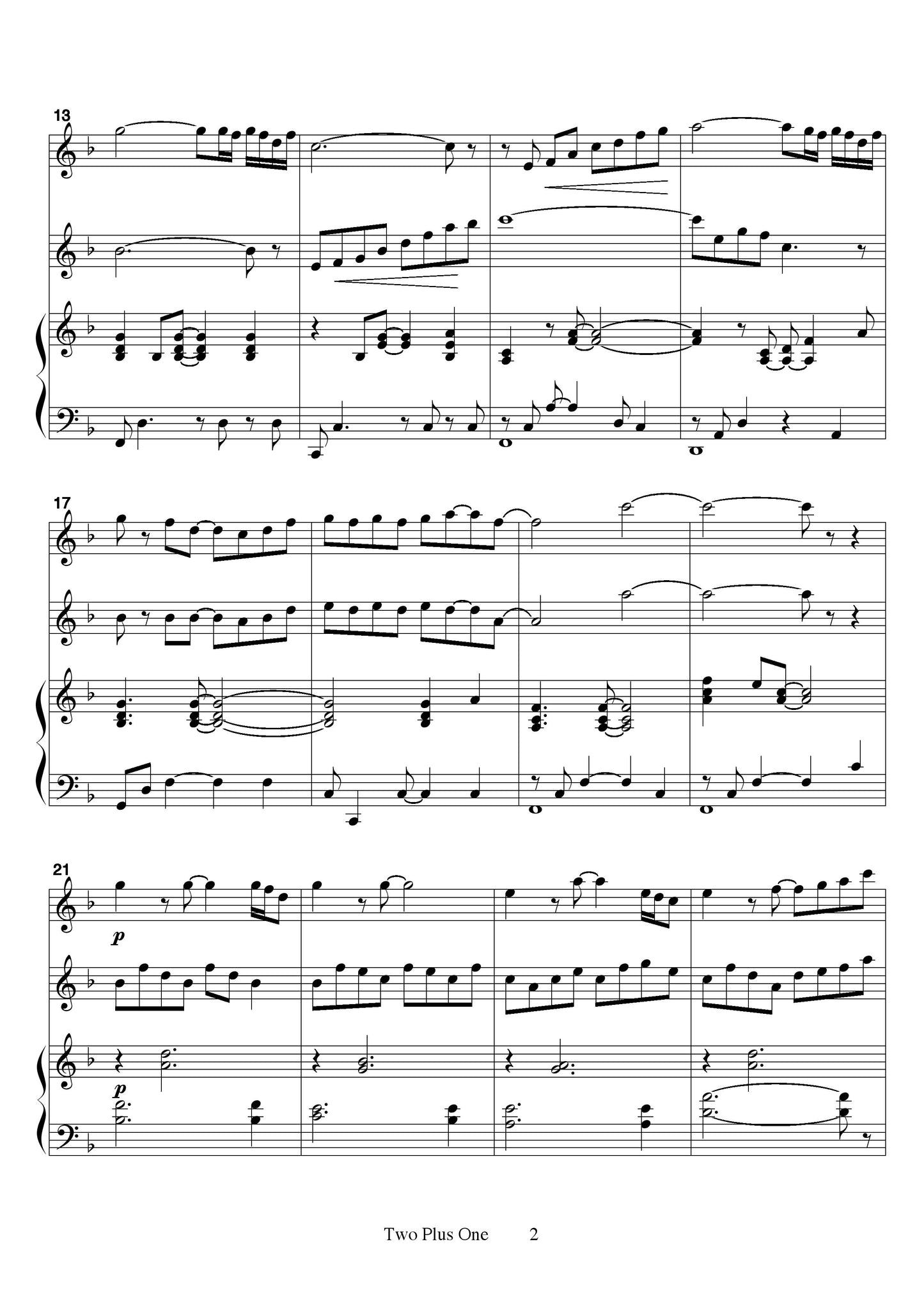 Two Plus One (Trio Song of Peace) for two accordions and piano