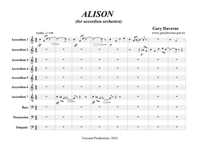 Alison (Ensemble) Accordion Orchestra, Score and all Parts