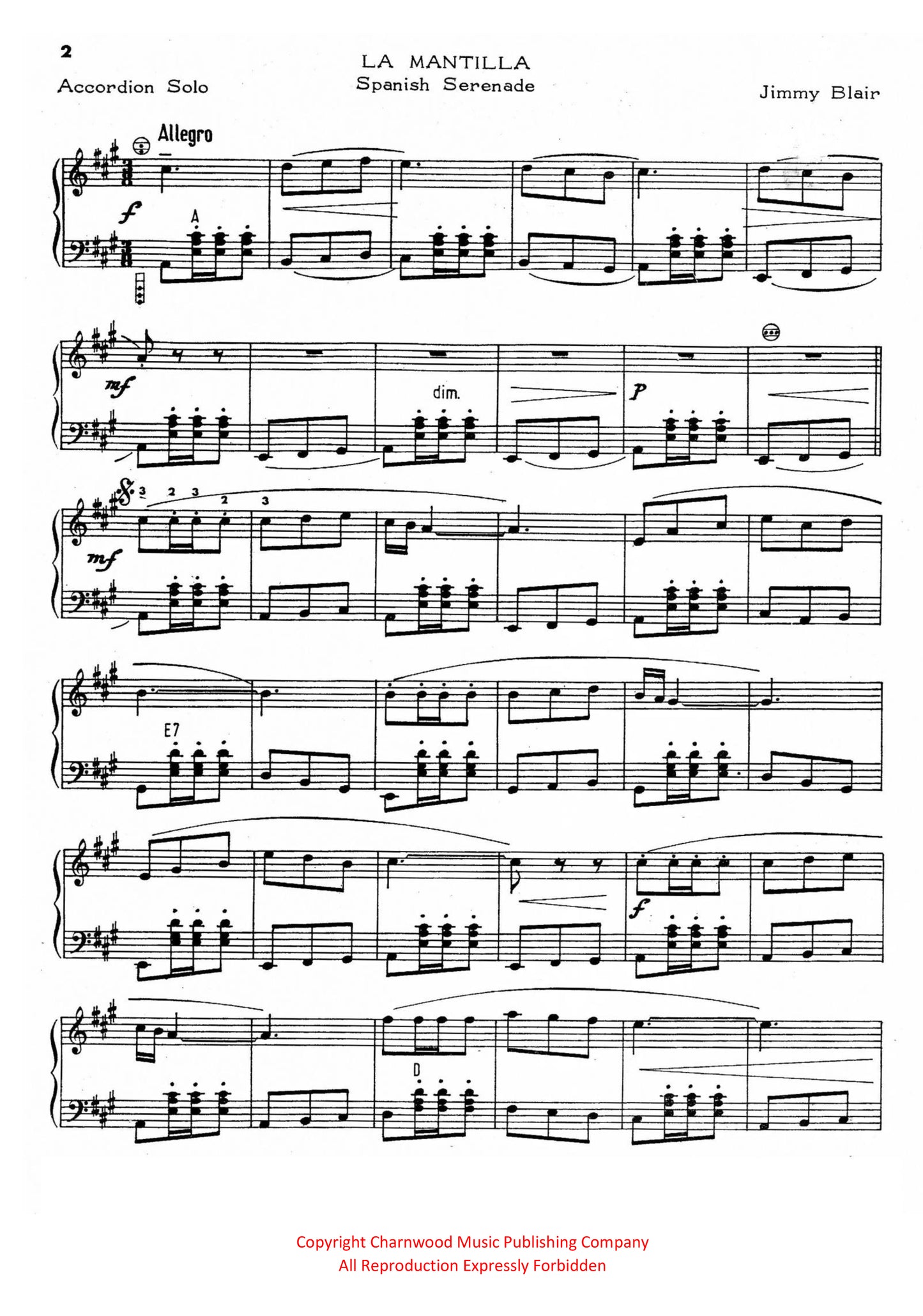 La Mantilla (Spanish Serenade) (Solo)