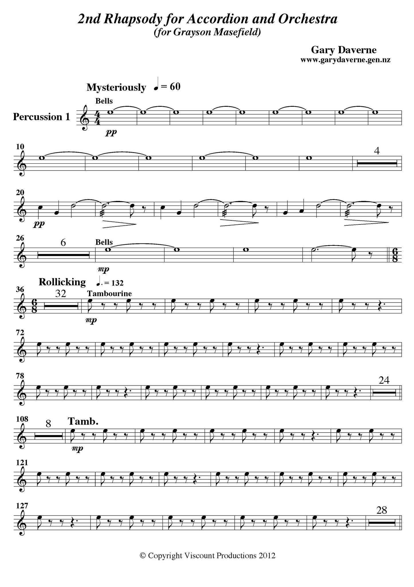 2nd Rhapsody for Solo Accordion and Symphony Orchestra - Score & All Parts