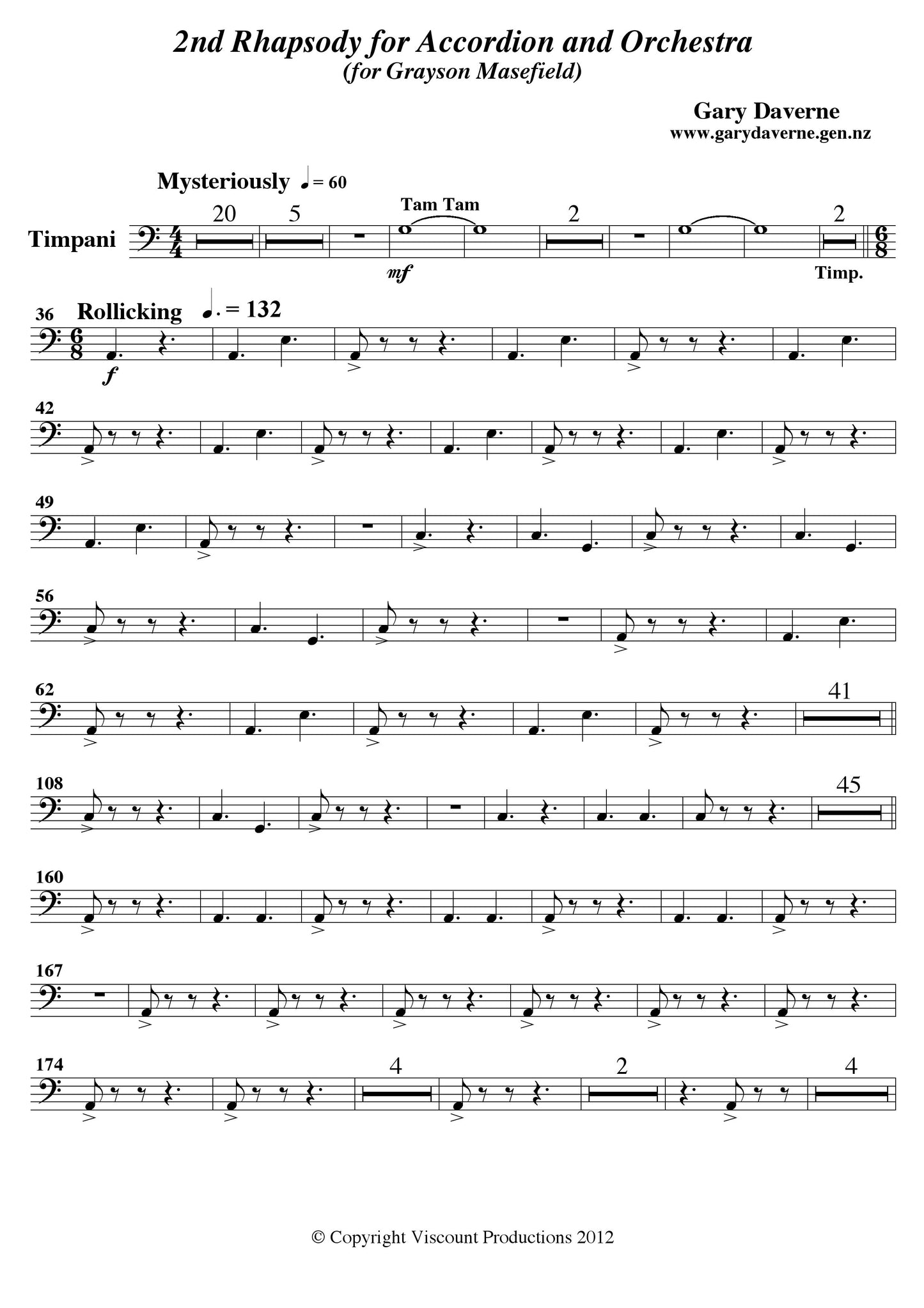 2nd Rhapsody for Solo Accordion and Symphony Orchestra - Score & All Parts