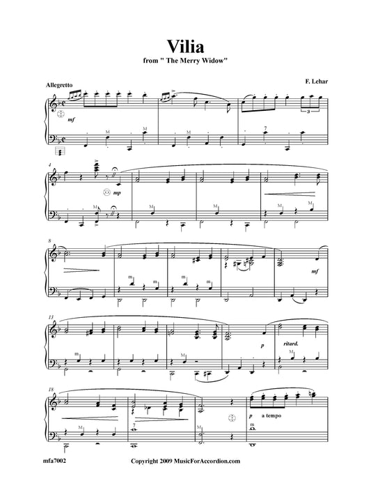Vilia (from the Merry Widow, Lehar) (Solo)